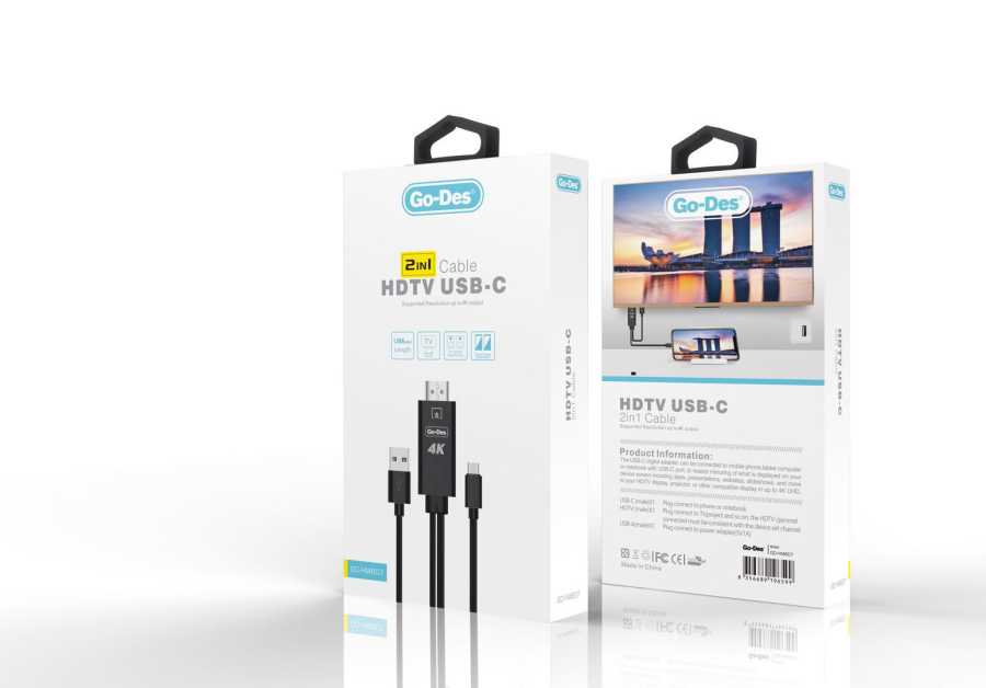 Go-Des GD-HM807 2 in 1 Usb-C HDTV Kablo - 2 Go-Des GD-HM807 2 in 1 Usb-C HDTV Kablo - 2